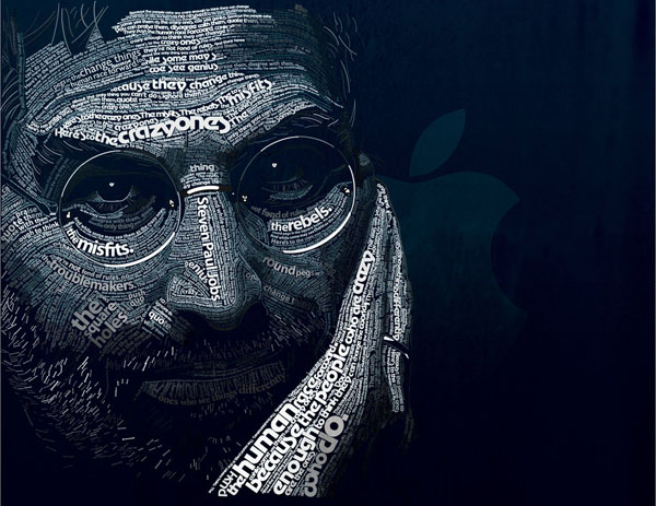 Steven Paul Jobs typo portrait