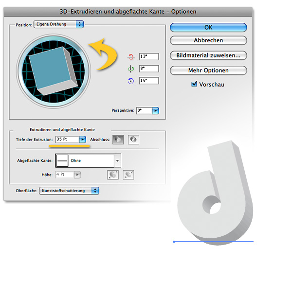 2. Effekt: 3D Extrudieren... anwenden