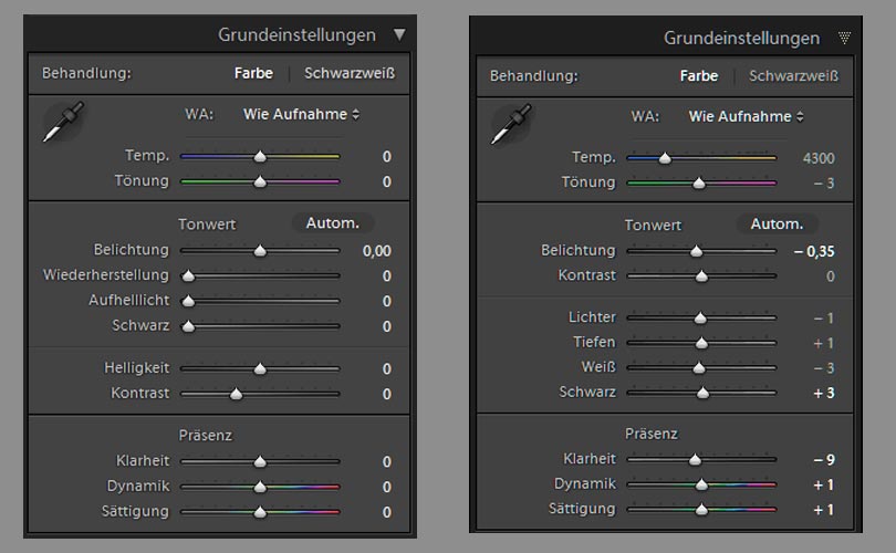 Grundeinstellungen LR 3 und 4