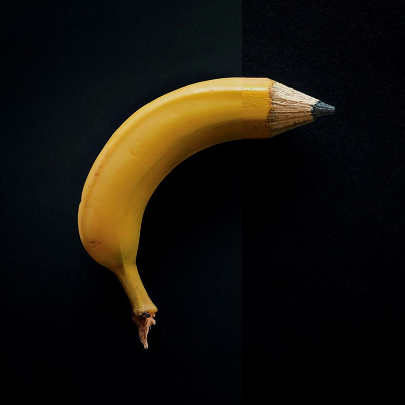 combophoto banana + pencil