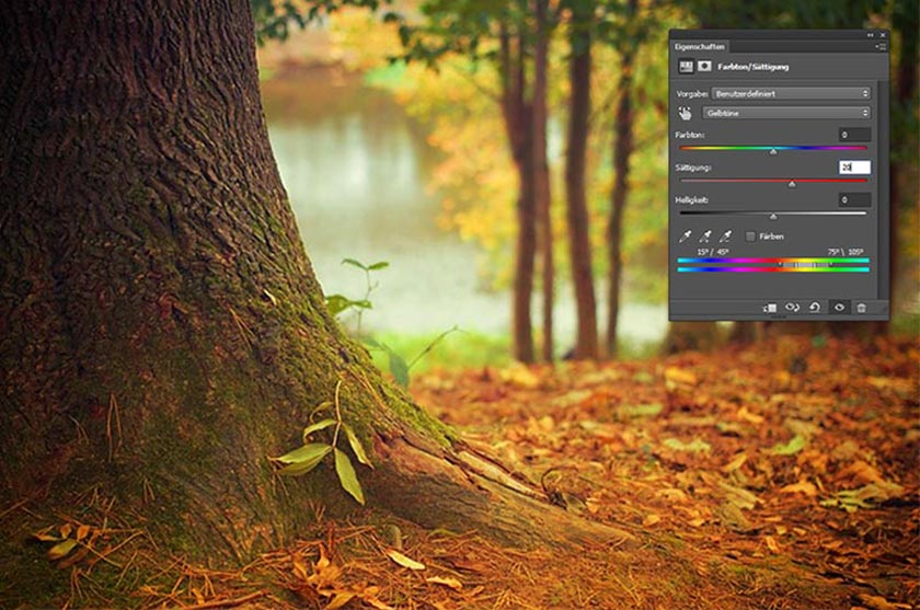 herbstfotos in photoshop optimieren sättigung einstellen