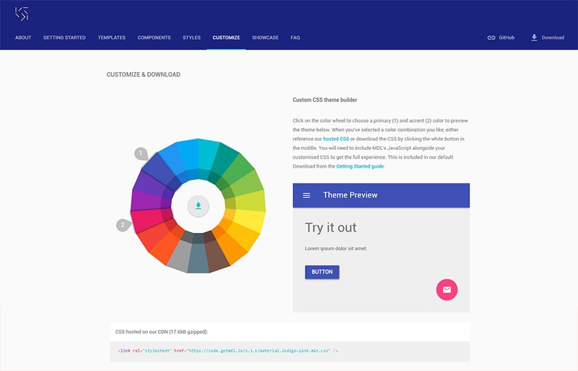 material design light css builder