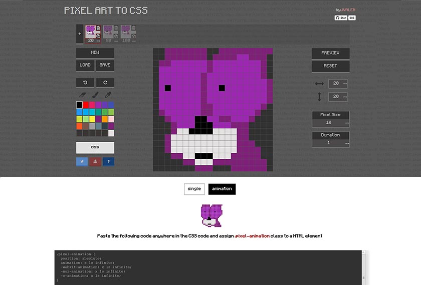 pixel art to css